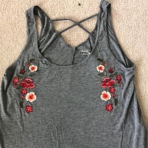 Soft Tank Top-Floral Embroidery